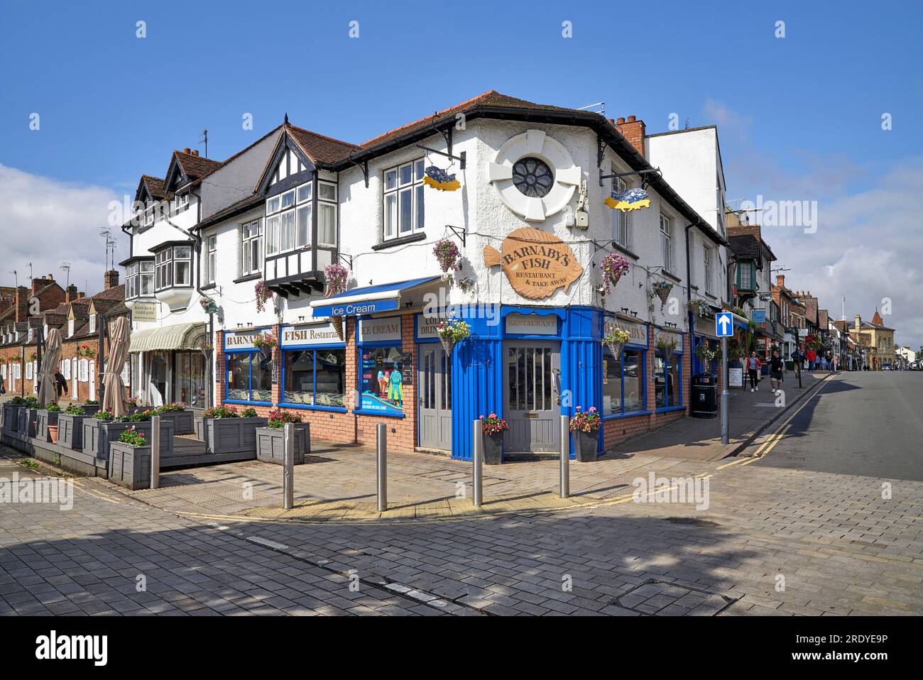 Barnabys Fish restaurant corner Waterside and Sheep Street, Stratford upon Avon, England, UK Stock Photo