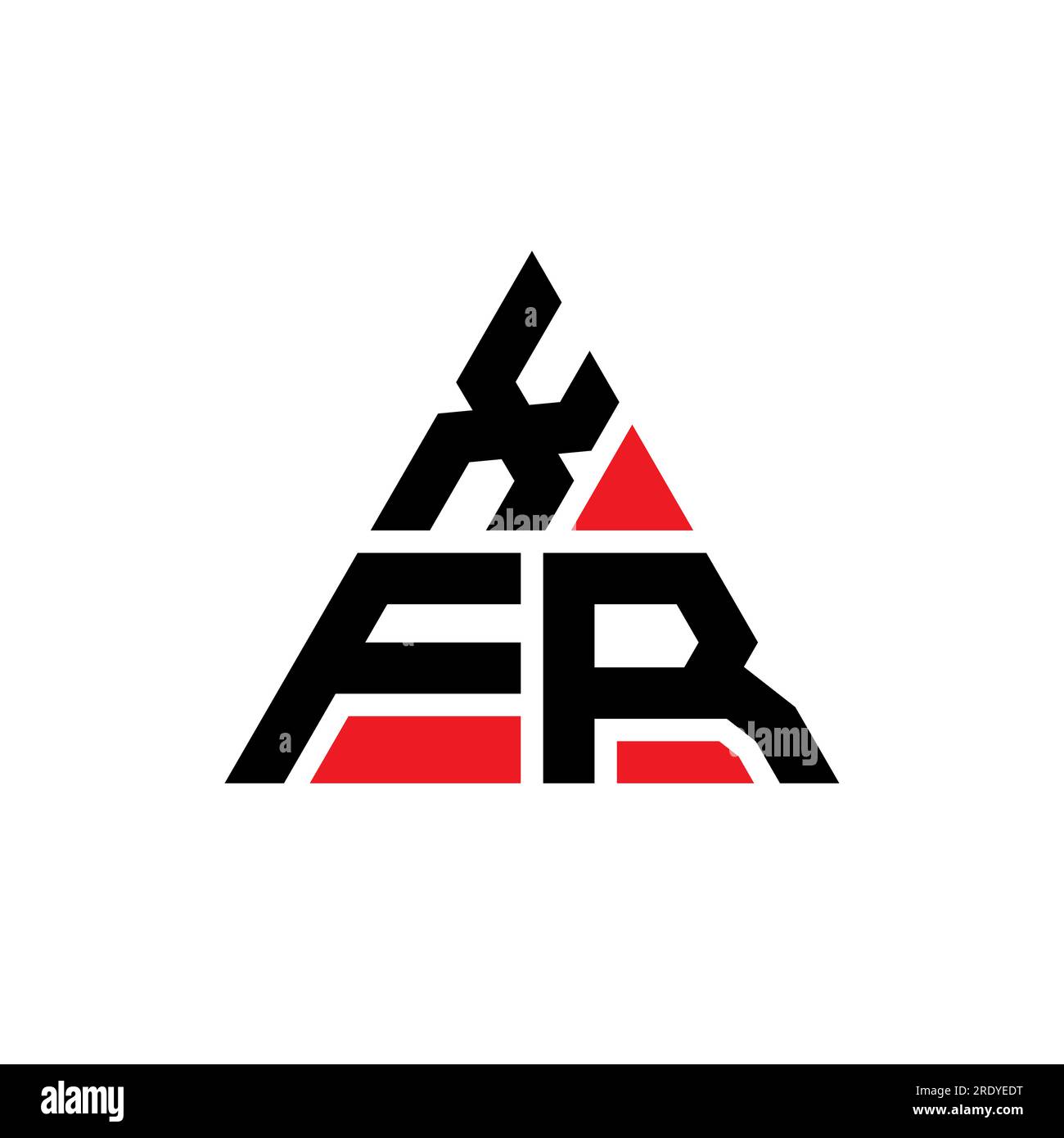 XFR triangle letter logo design with triangle shape. XFR triangle logo design monogram. XFR triangle vector logo template with red color. XFR triangul Stock Vector
