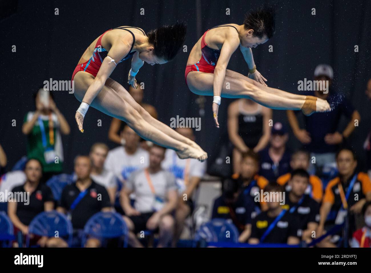 Chen Yuxi and Quan Hongchan of China compete during the women's