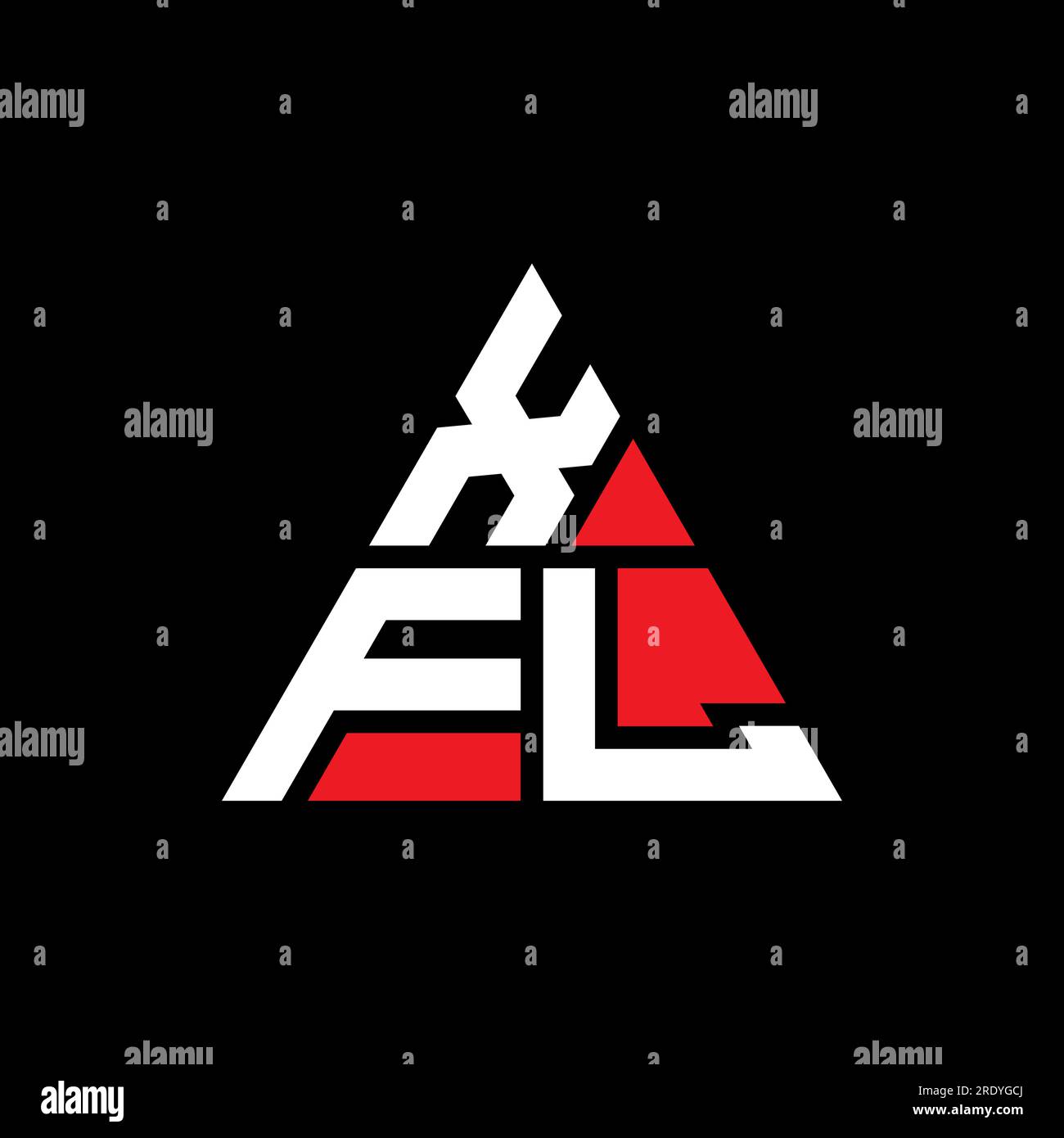 XFL triangle letter logo design with triangle shape. XFL triangle logo design monogram. XFL triangle vector logo template with red color. XFL triangul Stock Vector