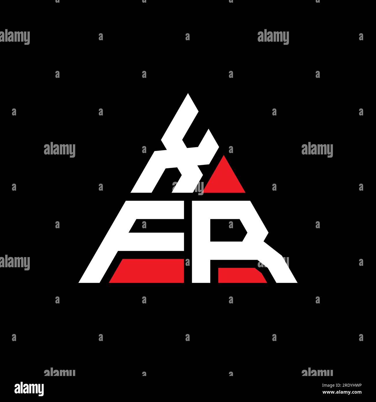 XFR triangle letter logo design with triangle shape. XFR triangle logo design monogram. XFR triangle vector logo template with red color. XFR triangul Stock Vector