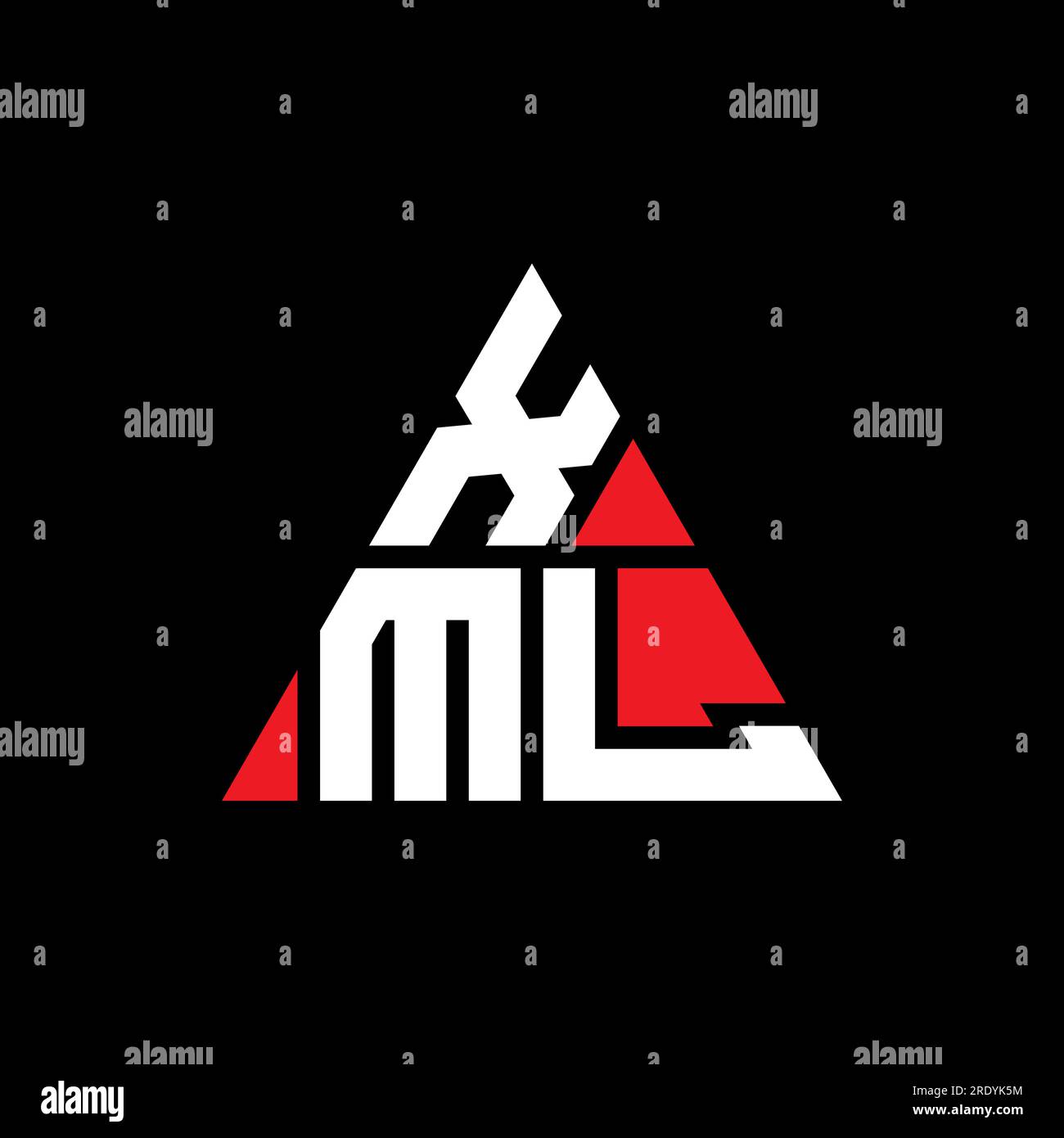 XML triangle letter logo design with triangle shape. XML triangle logo design monogram. XML triangle vector logo template with red color. XML triangul Stock Vector