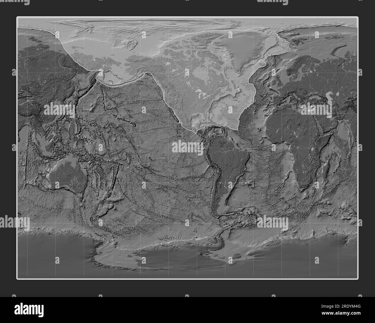 North American tectonic plate on the bilevel elevation map in the Gall ...