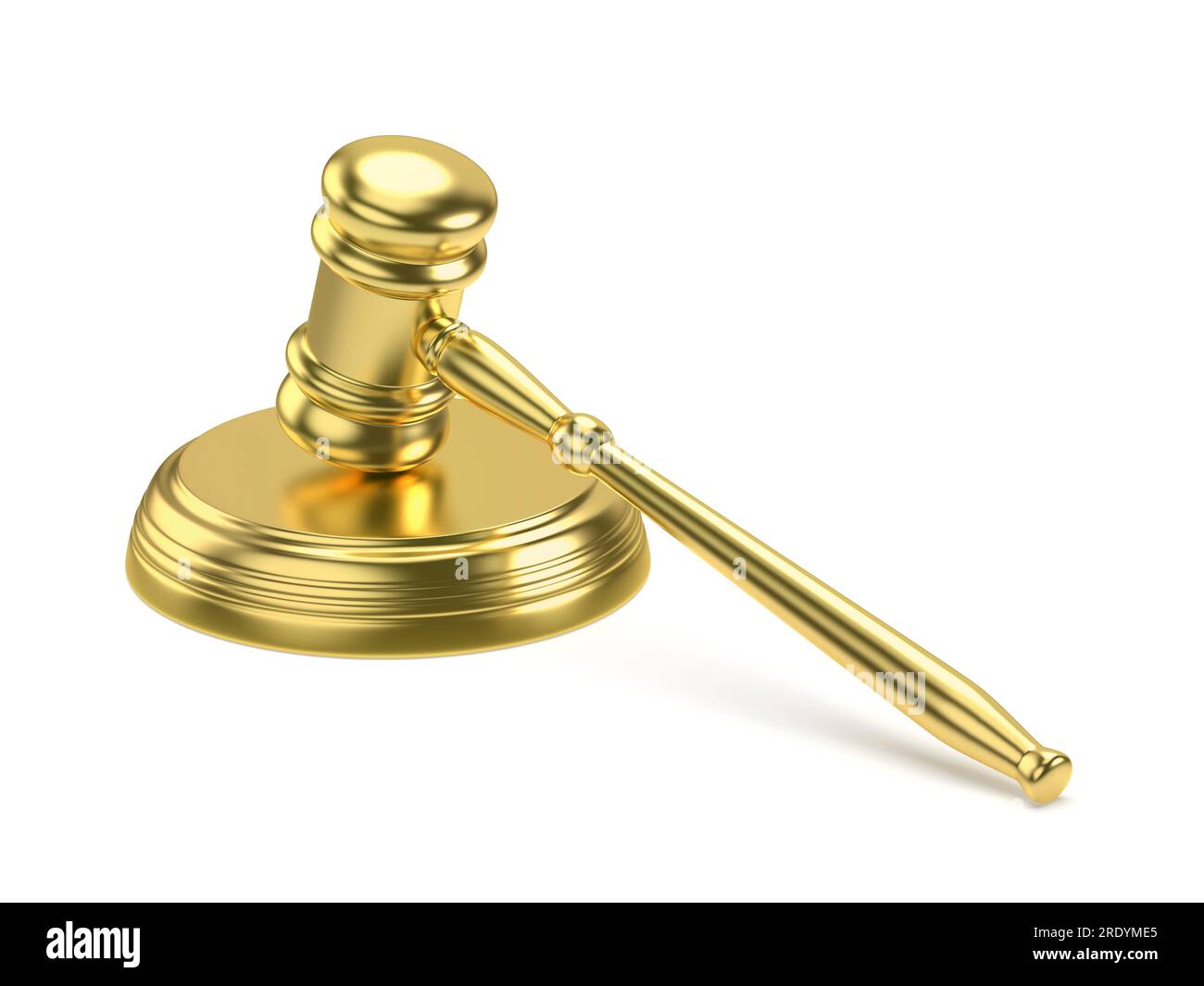 Golden gavel on white background Stock Photo Alamy
