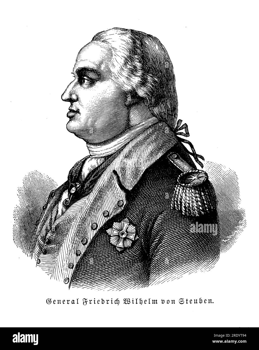 General Friedrich Wilhelm von Steuben (1730-1794) was a Prussian military officer who played a crucial role in the American Revolutionary War as a drillmaster and inspector general for the Continental Army. Arriving in the American colonies in 1777, von Steuben brought extensive military experience and knowledge of European warfare tactics. Stock Photo