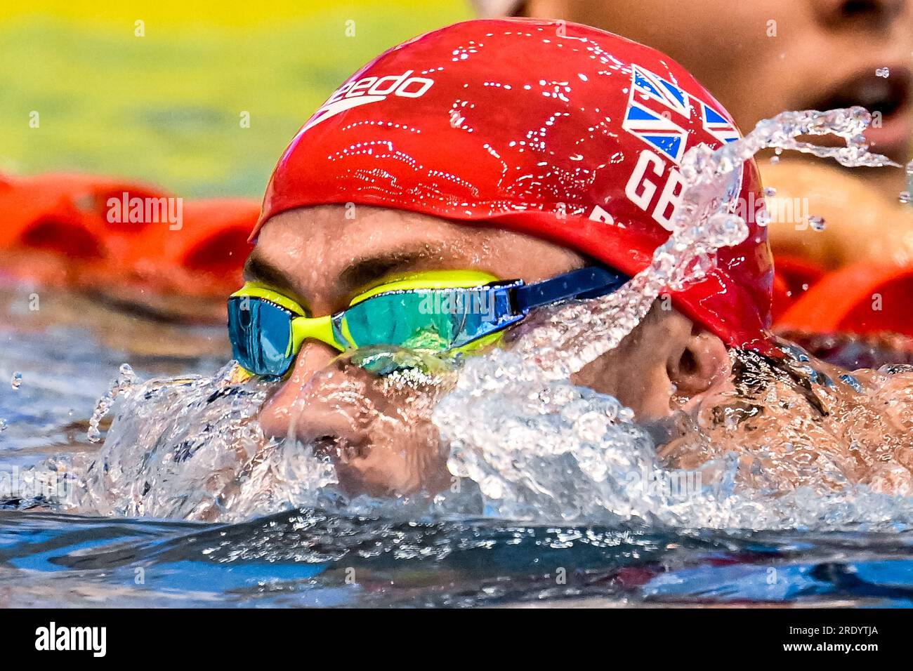 Fukuoka, Japan. 23rd July, 2023. Benjamin Proud of Great Britain competes in the 50m Butterfly Men Heats during the 20th World Aquatics Championships at the Marine Messe Hall A in Fukuoka (Japan), July 23rd, 2023. Credit: Insidefoto di andrea staccioli/Alamy Live News Stock Photo