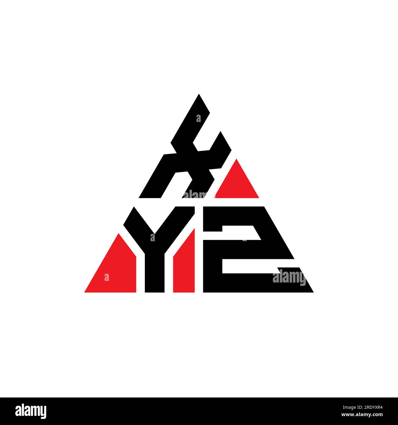 XYZ triangle letter logo design with triangle shape. XYZ triangle logo design monogram. XYZ triangle vector logo template with red color. XYZ triangul Stock Vector