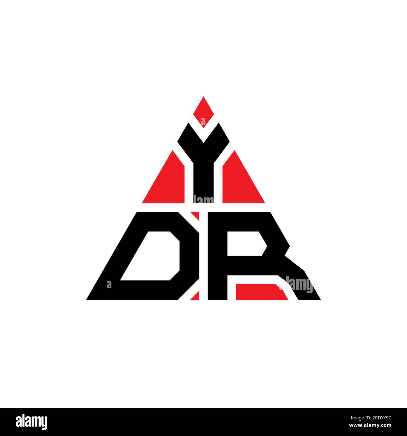 YDR triangle letter logo design with triangle shape. YDR triangle logo design monogram. YDR triangle vector logo template with red color. YDR triangul Stock Vector