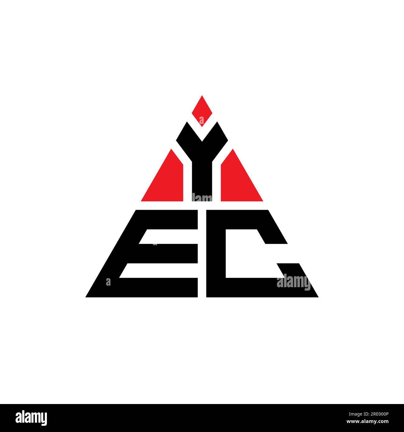 YEC triangle letter logo design with triangle shape. YEC triangle logo design monogram. YEC triangle vector logo template with red color. YEC triangul Stock Vector