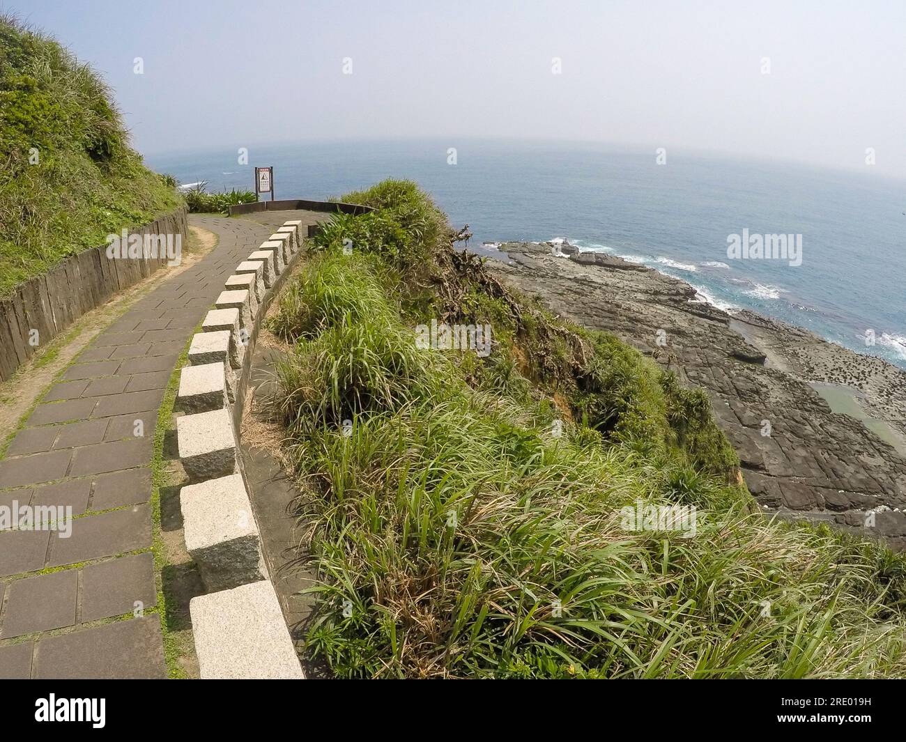 Bitoujiao Trail in Bitou Cape, a famous hiking trail on the mountain ridges in Ruifang the northeastern coast of Taiwan Stock Photo