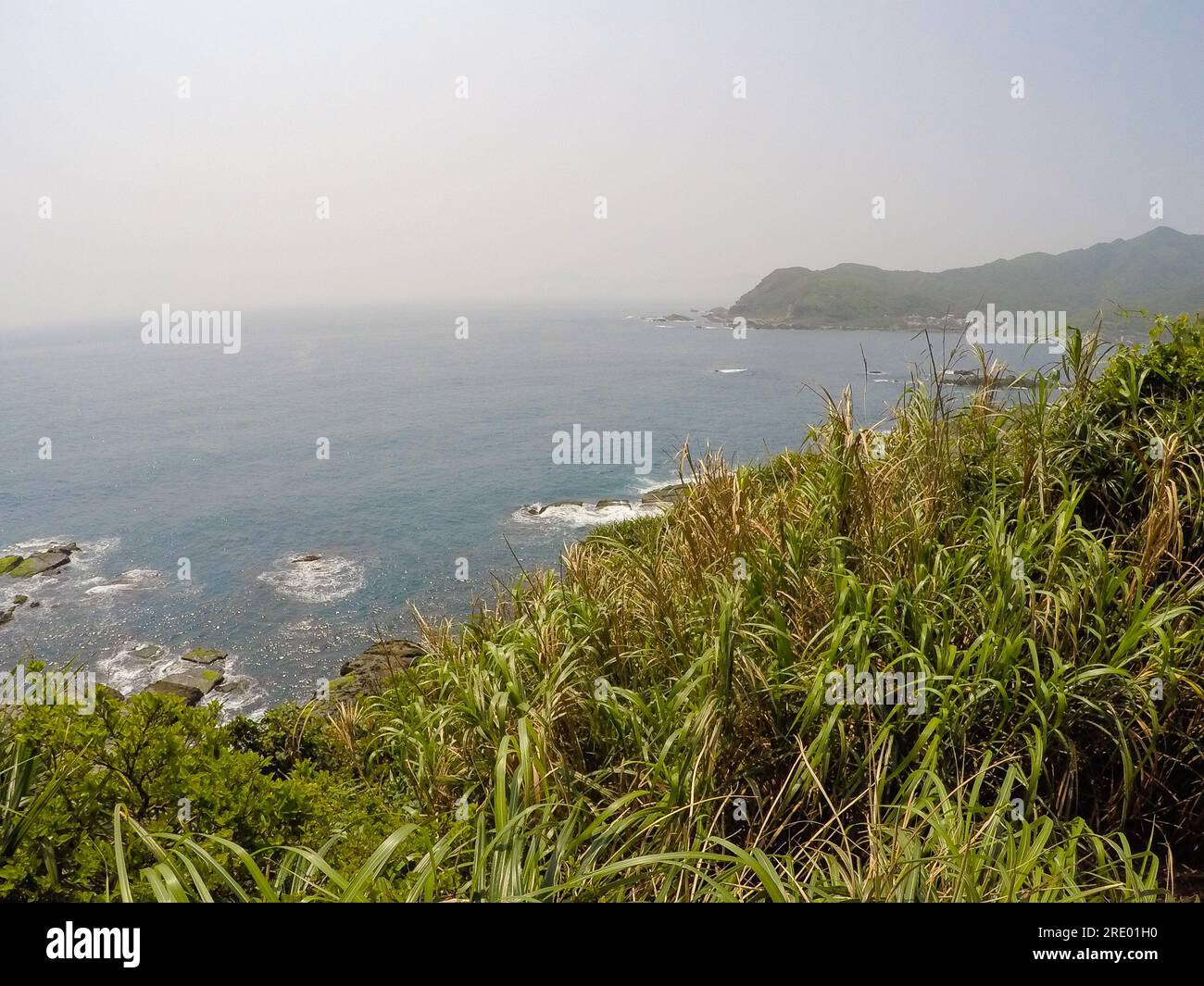 Bitoujiao Trail in Bitou Cape, a famous hiking trail on the mountain ridges in Ruifang the northeastern coast of Taiwan Stock Photo
