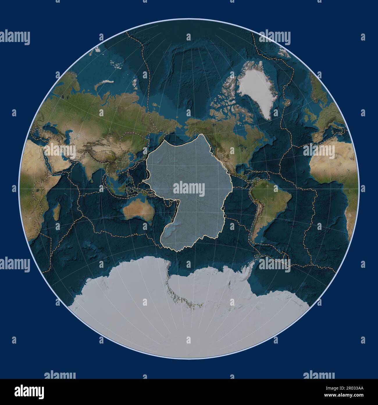 Pacific tectonic plate on the Blue Marble satellite map in the Lagrange ...