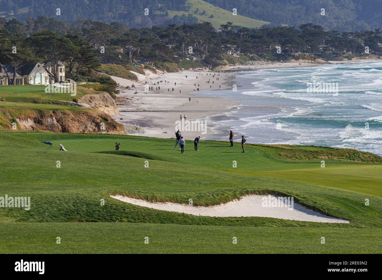 spectacular golf course above the cliffs, USA, California, Pebble Beach, Monterey Stock Photo