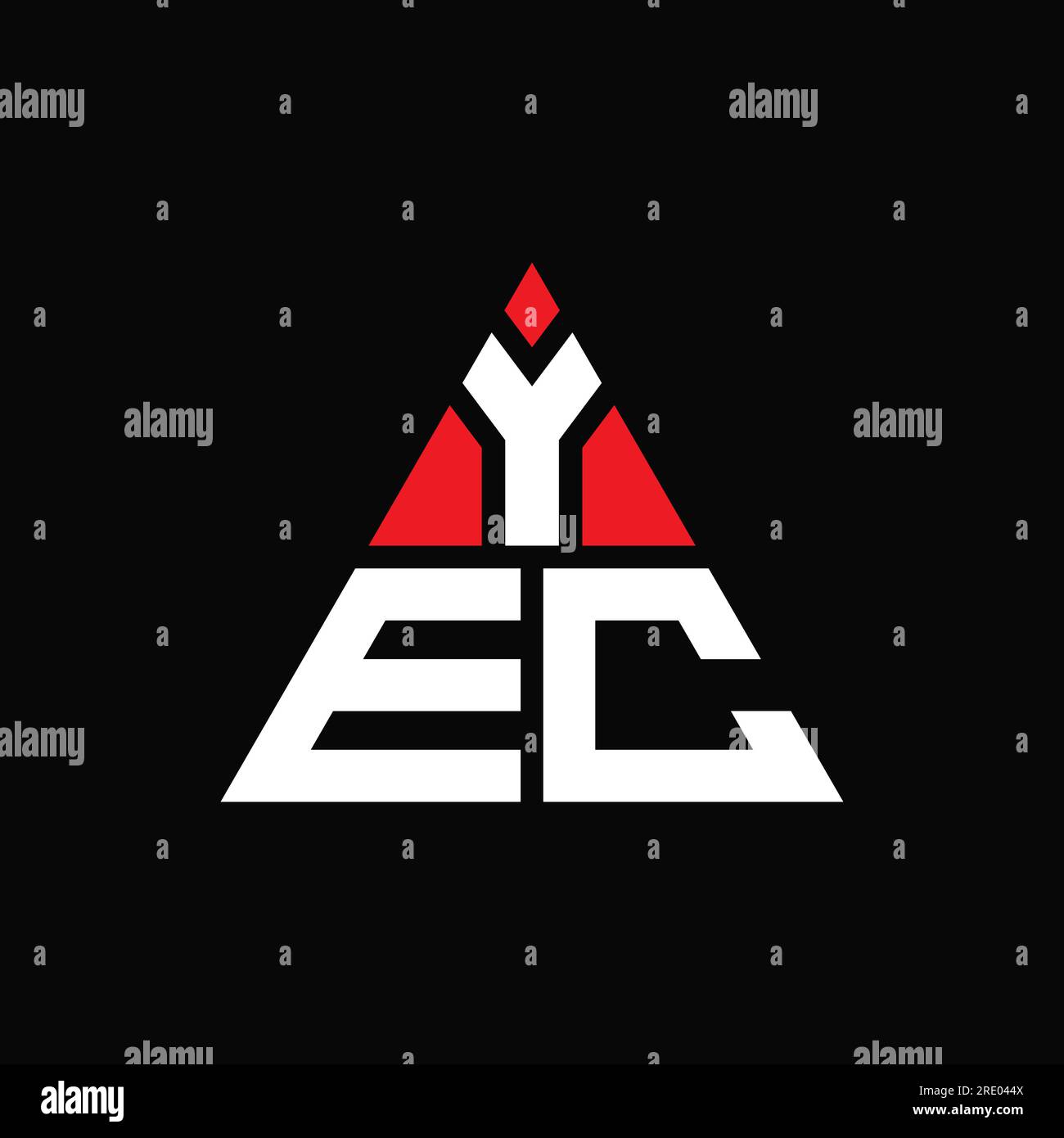 YEC triangle letter logo design with triangle shape. YEC triangle logo design monogram. YEC triangle vector logo template with red color. YEC triangul Stock Vector