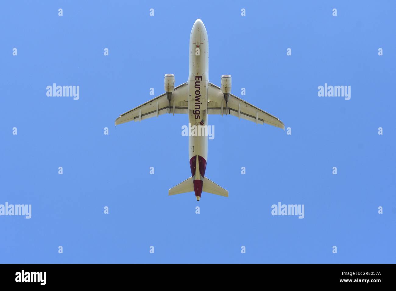 passenger aircraft oin the blue sky, Germany Stock Photo