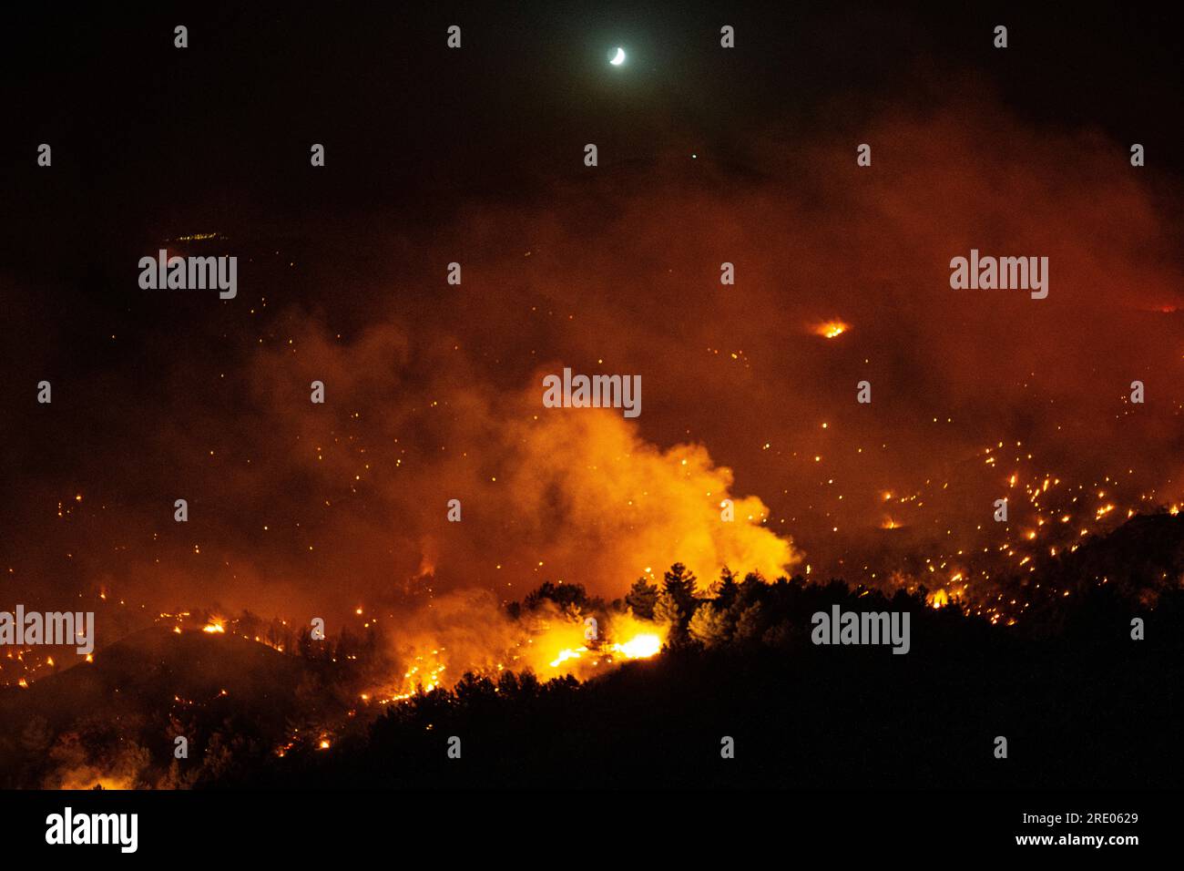 Rhodes wildfire 2023 Stock Photo