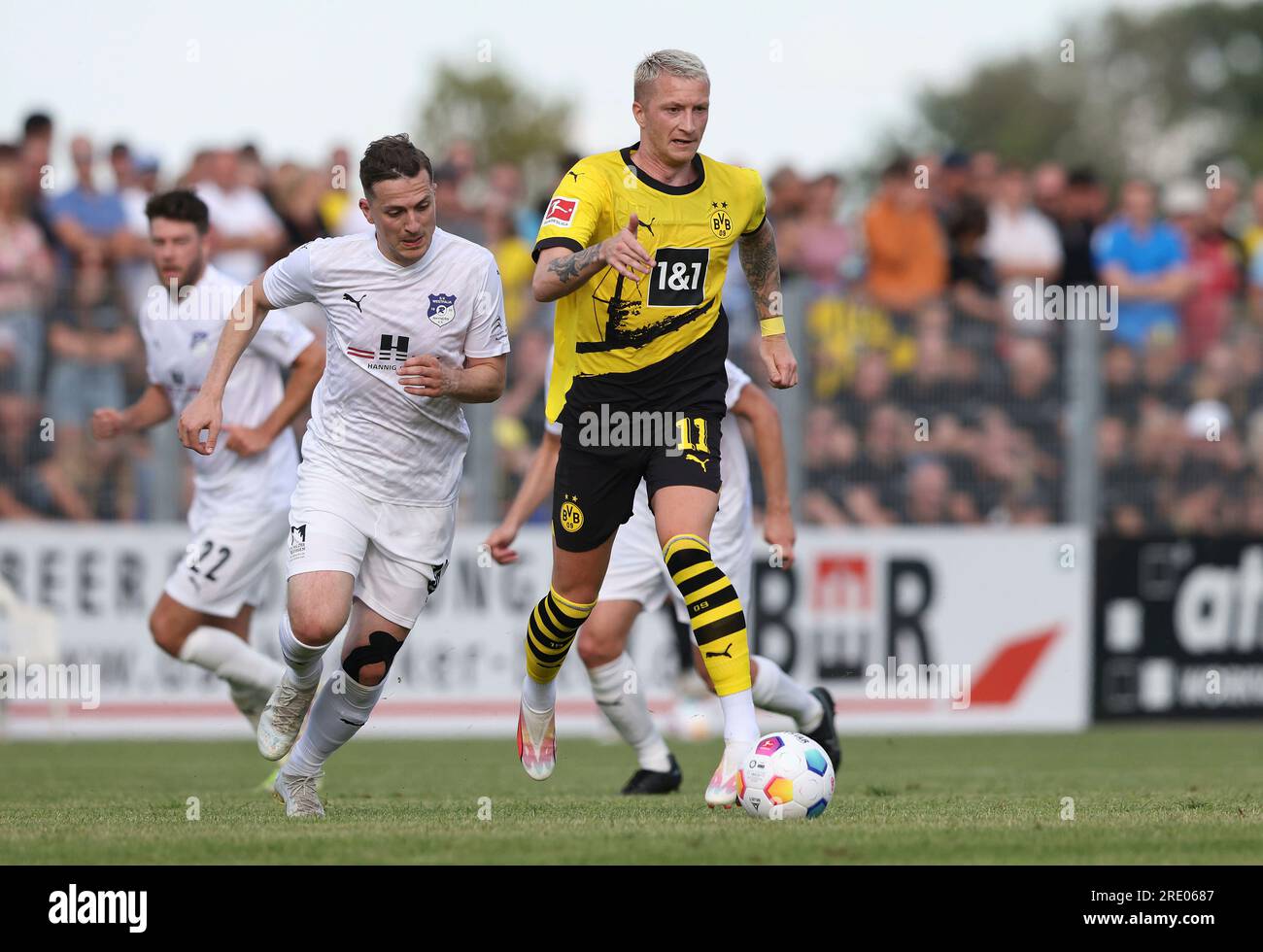 Hamm, Deutschland. 12th July, 2023. firo : 07/12/2023, football, soccer, 1st league, 1st Bundesliga, season 2023/2024, test match, Westfalia Rhynern - BVB, Borussia Dortmund Marco REUS, BVB, single action Credit: dpa/Alamy Live News Stock Photo