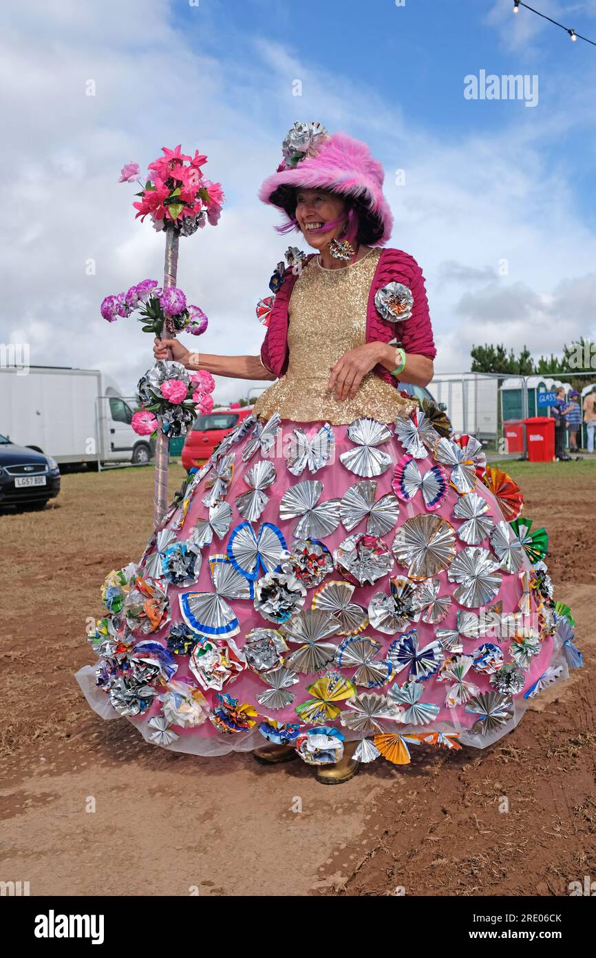 An older lady in fancy dress at Tropical Pressure festival in Cornwall ...