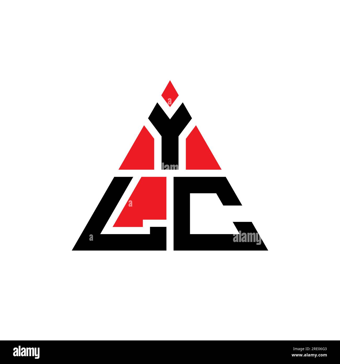 YLC triangle letter logo design with triangle shape. YLC triangle logo design monogram. YLC triangle vector logo template with red color. YLC triangul Stock Vector