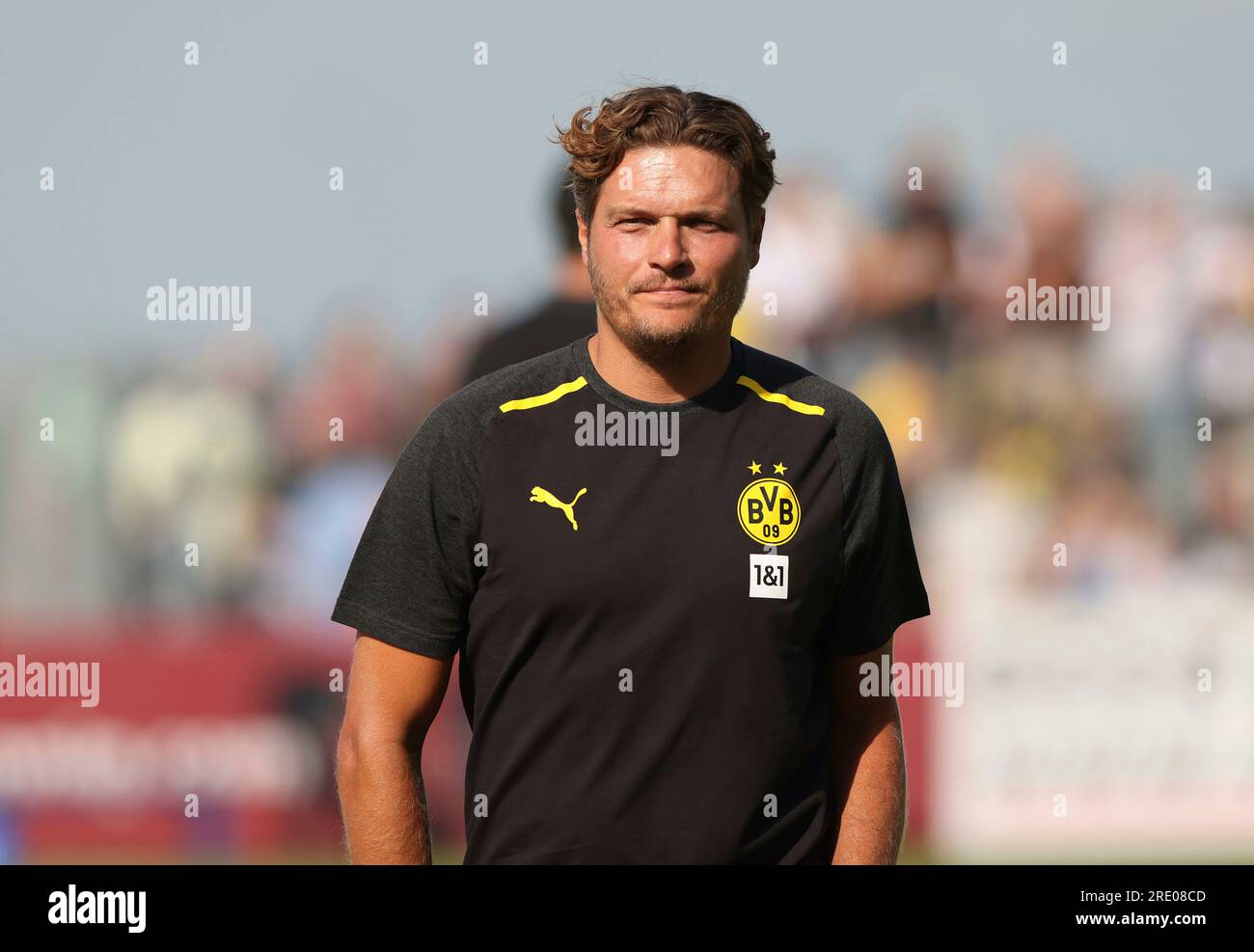 Hamm, Deutschland. 12th July, 2023. firo : July 12th, 2023, football, soccer, 1st league, 1st Bundesliga, season 2023/2024, test match, Westfalia Rhynern - BVB, Borussia Dortmund coach Edin TERZIC, BVB, half figure Credit: dpa/Alamy Live News Stock Photo