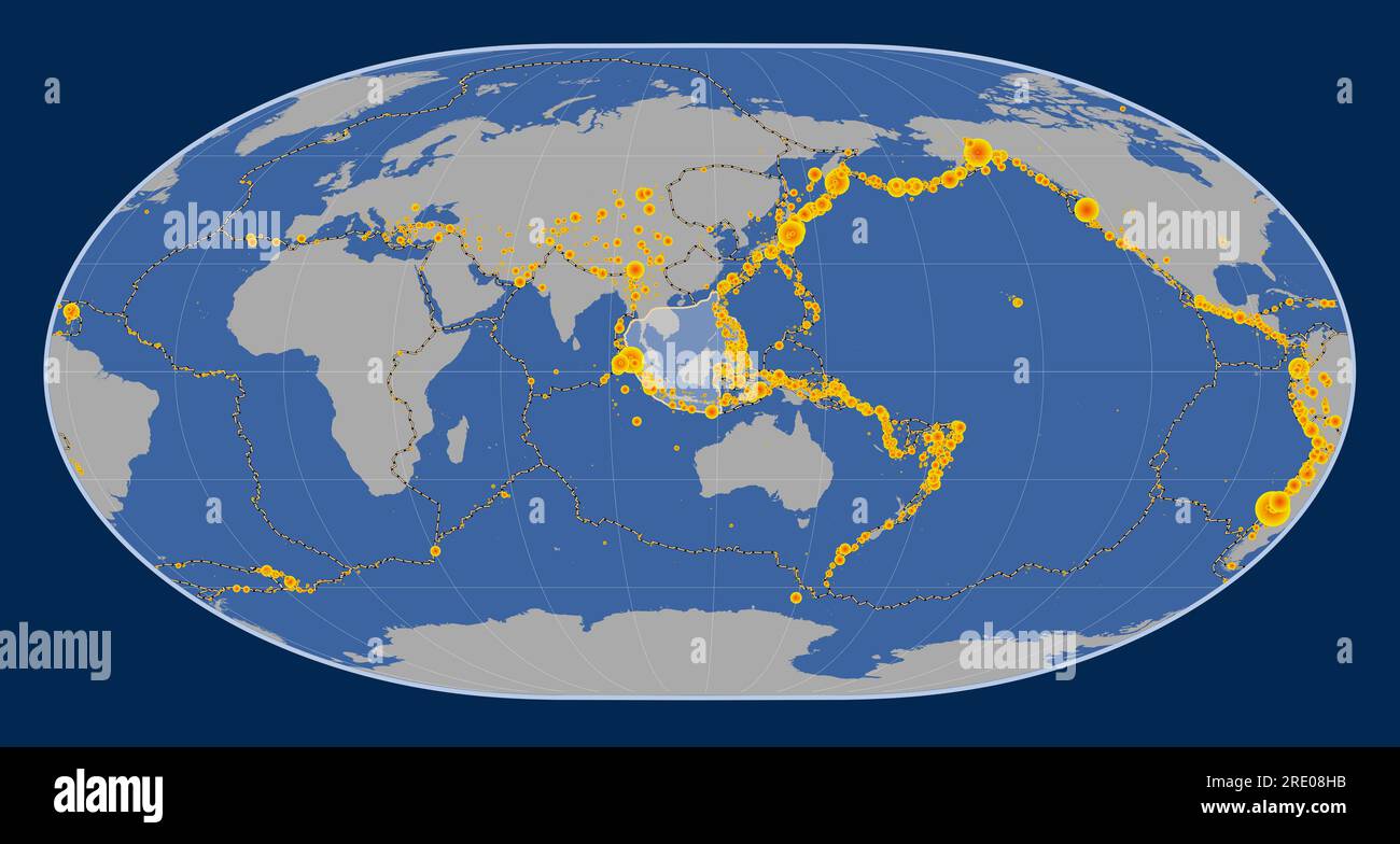 Sunda tectonic plate on the solid contour map in the Loximuthal ...