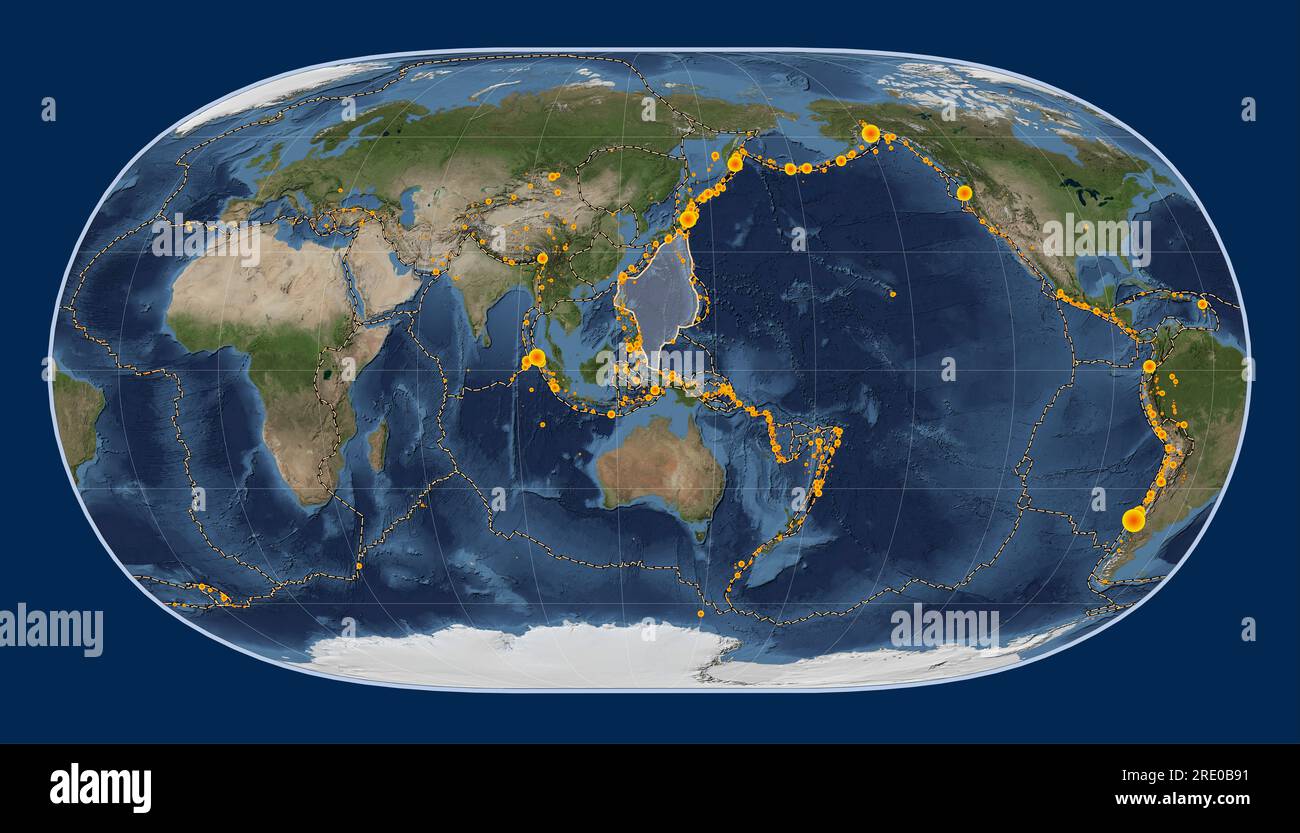 Philippine Sea tectonic plate on the Blue Marble satellite map in the