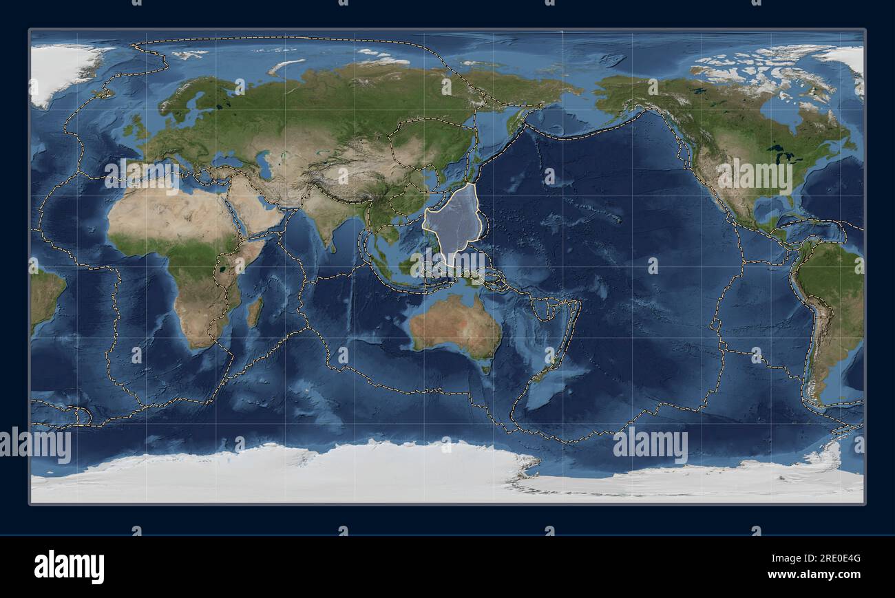 Philippine Sea tectonic plate on the Blue Marble satellite map in the