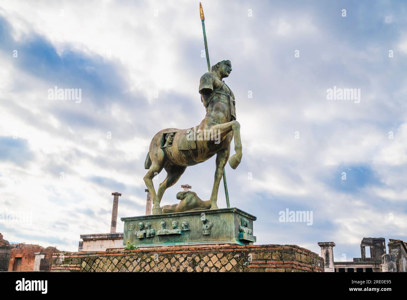 Centauro, a sculpture made by a Polish artist, Igor Mitoraj, displayed at the center of Pompeii Stock Photo