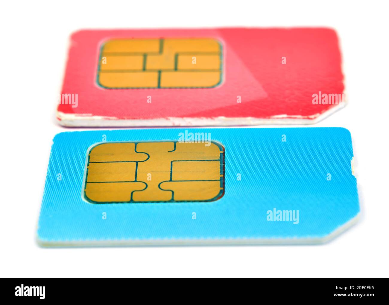 two color sim cards isolated on white background Stock Photo Alamy