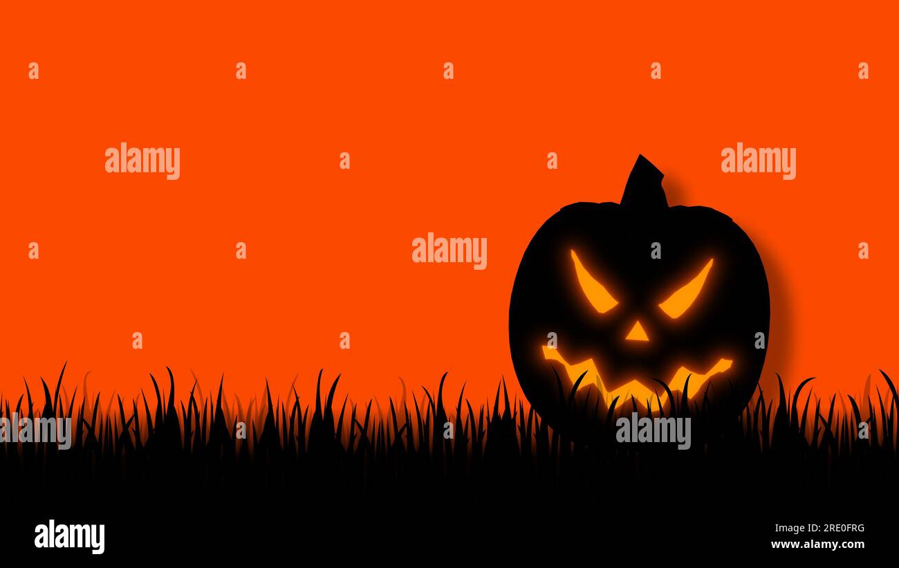 Halloween 3D illustration in orange with a pumpkin Stock Photo