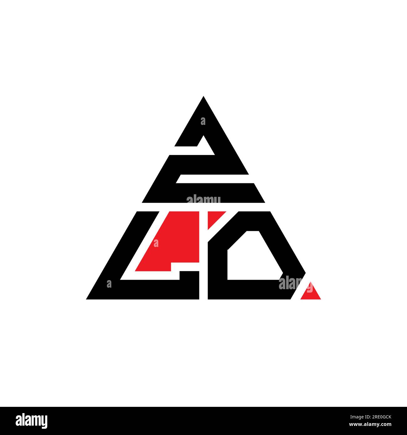 ZLO triangle letter logo design with triangle shape. ZLO triangle logo design monogram. ZLO triangle vector logo template with red color. ZLO triangul Stock Vector