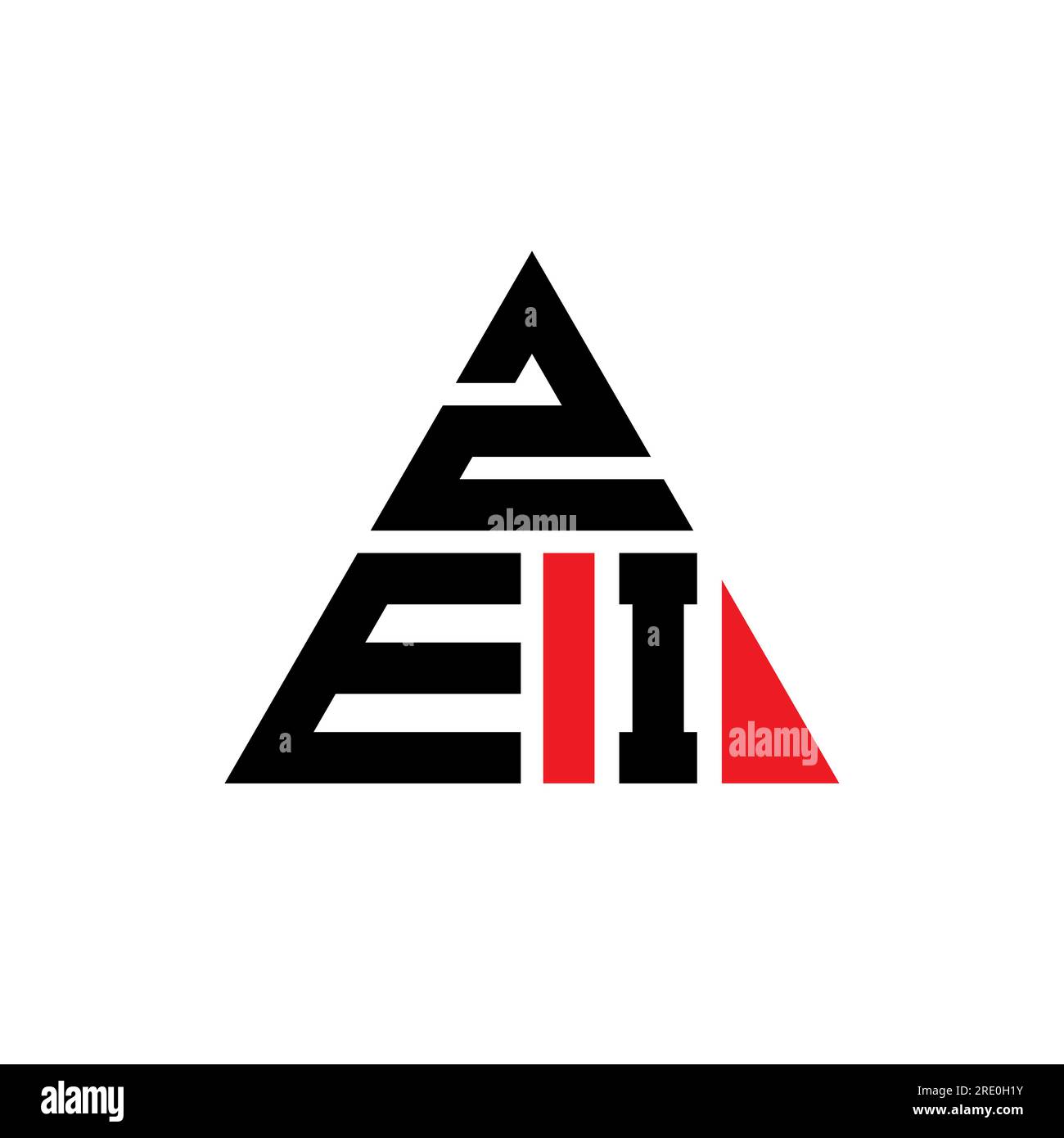 ZEI triangle letter logo design with triangle shape. ZEI triangle logo design monogram. ZEI triangle vector logo template with red color. ZEI triangul Stock Vector