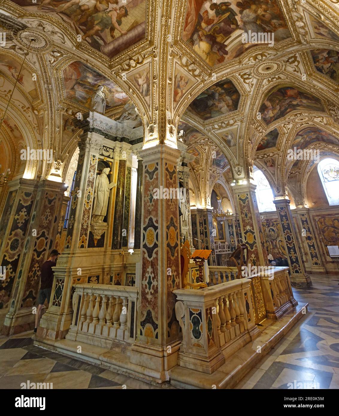 Crypt at Amalfi Cathedral with seventeenth century frescos, harbouring remains of St Andrew. Stock Photo