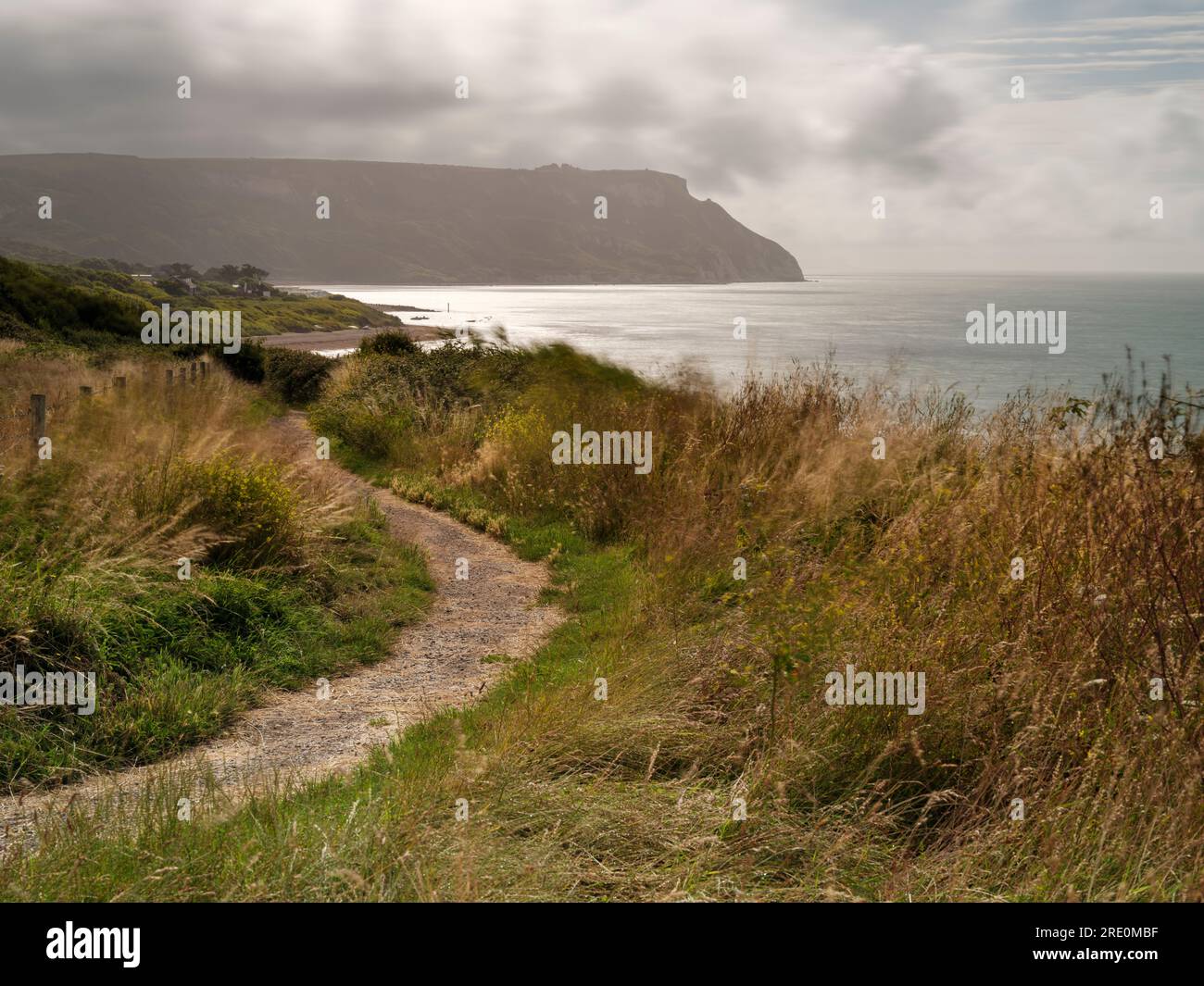 The Jurassic coast path near Osmington Mills looking towards West Lulworth in Dorset. Stock Photo