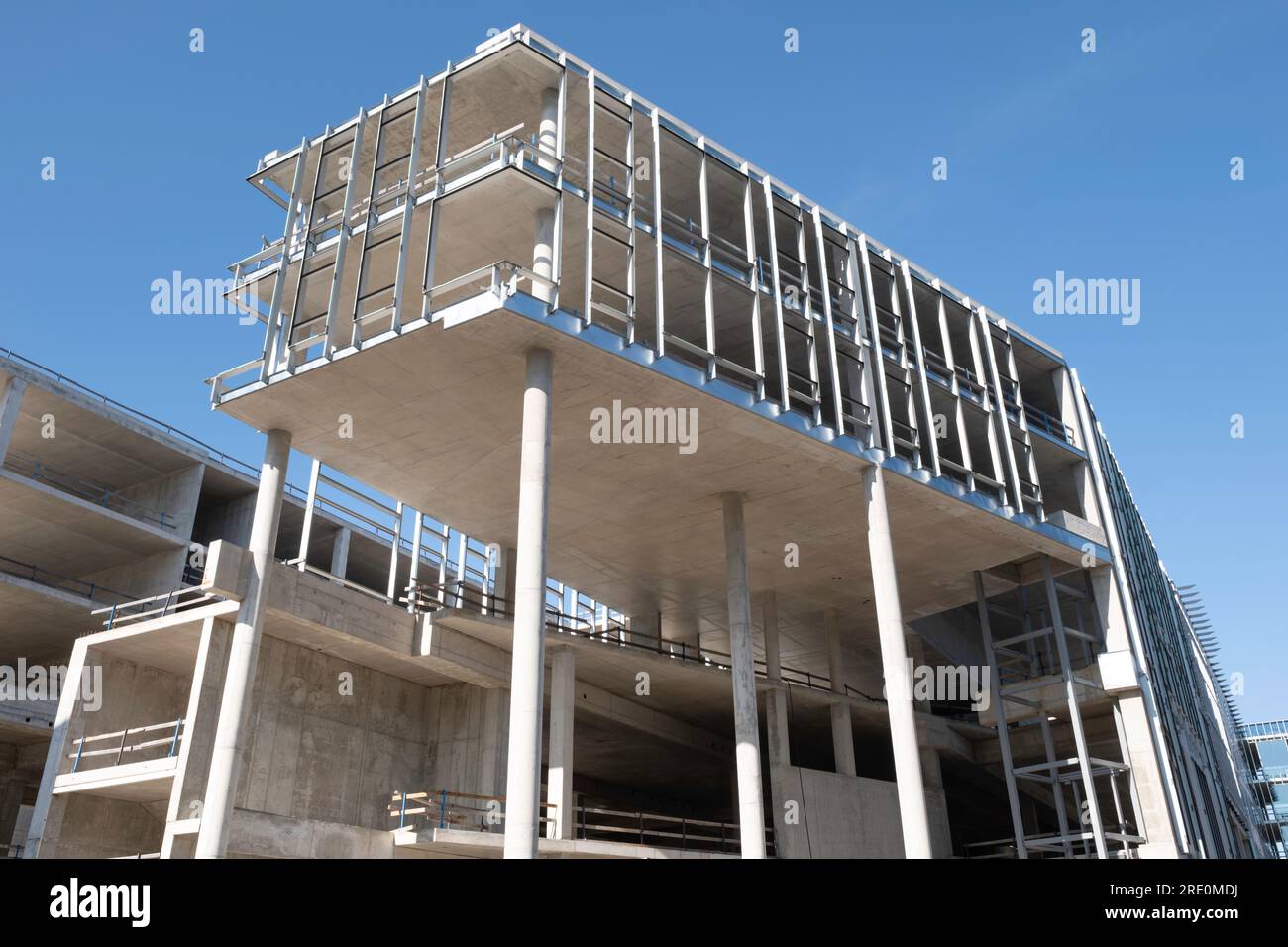 Construction site. Concrete posts and floors already indicate the shape