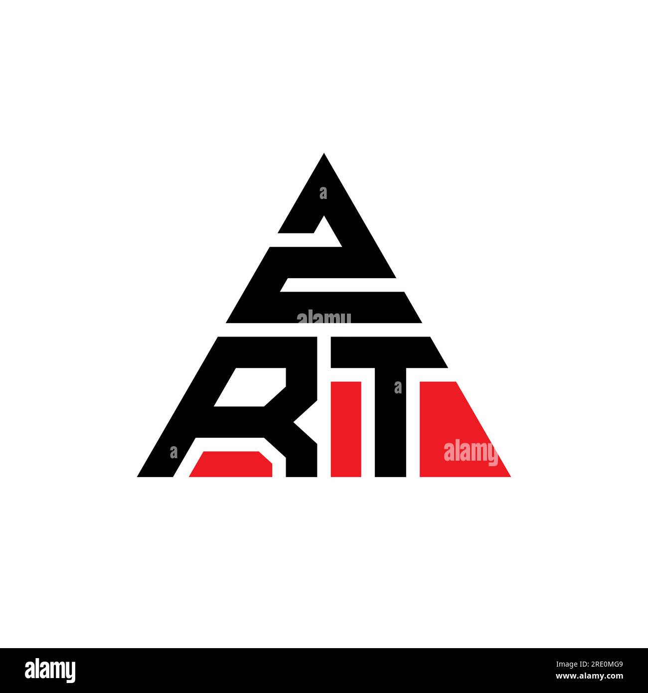 ZRT triangle letter logo design with triangle shape. ZRT triangle logo
