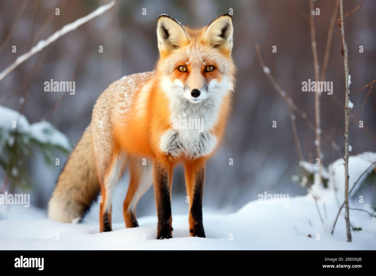 Fox UK Vulpes vulpes, snow European red fox Vulpes vulpes in winter. A