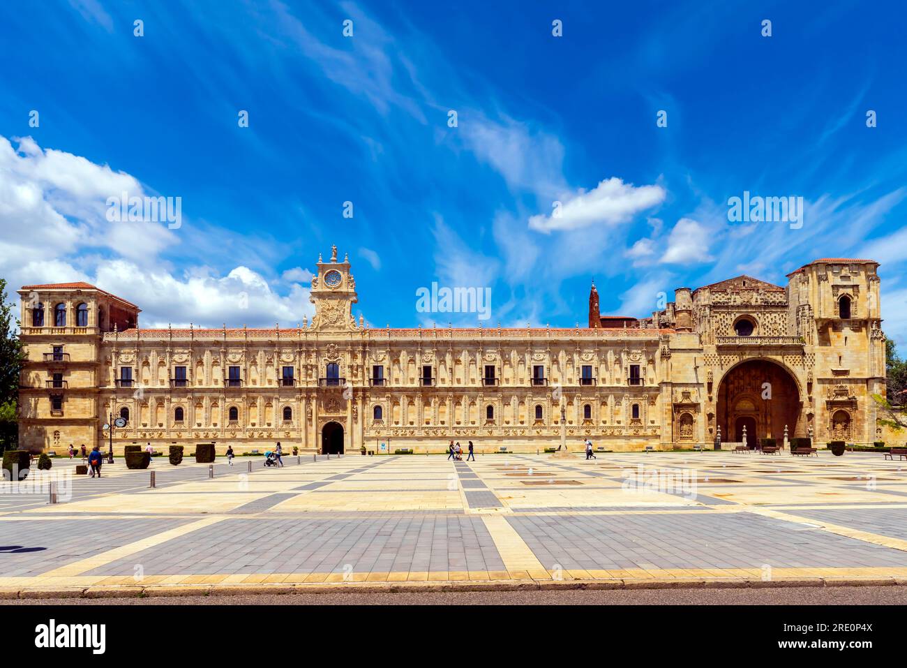 Former Convento de San Marcos building in León, Castile y Leon. Spain. Present building from sixteenth century thanks to a grant from Ferdinand the Ca Stock Photo