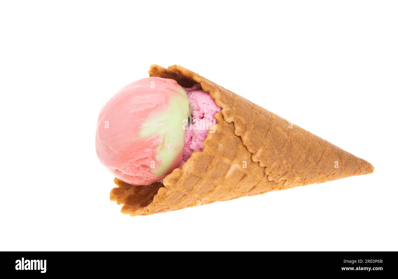 ice cream in waffle cone isolated on white background Stock Photo - Alamy
