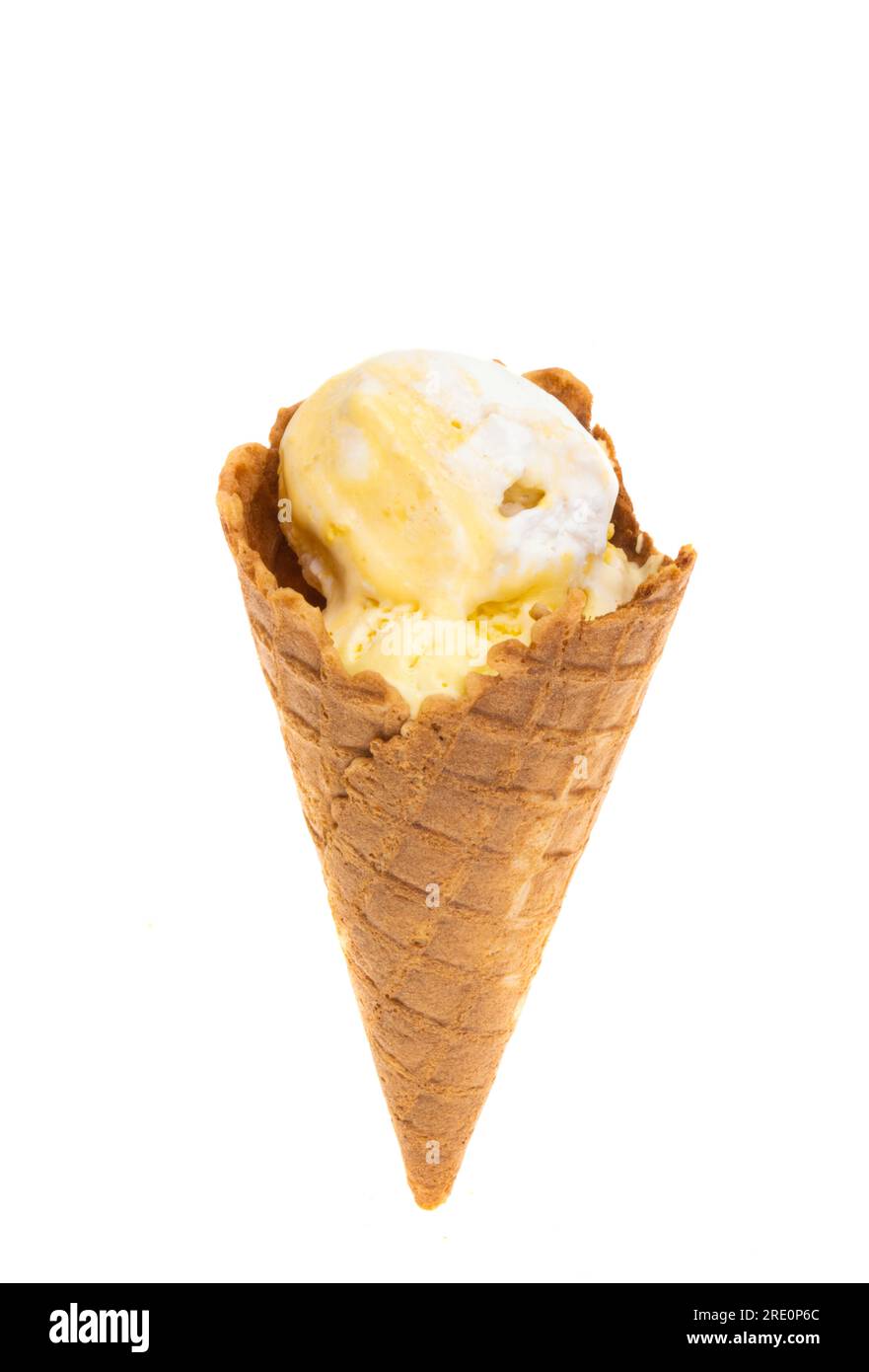 ice cream in waffle cone isolated on white background Stock Photo - Alamy