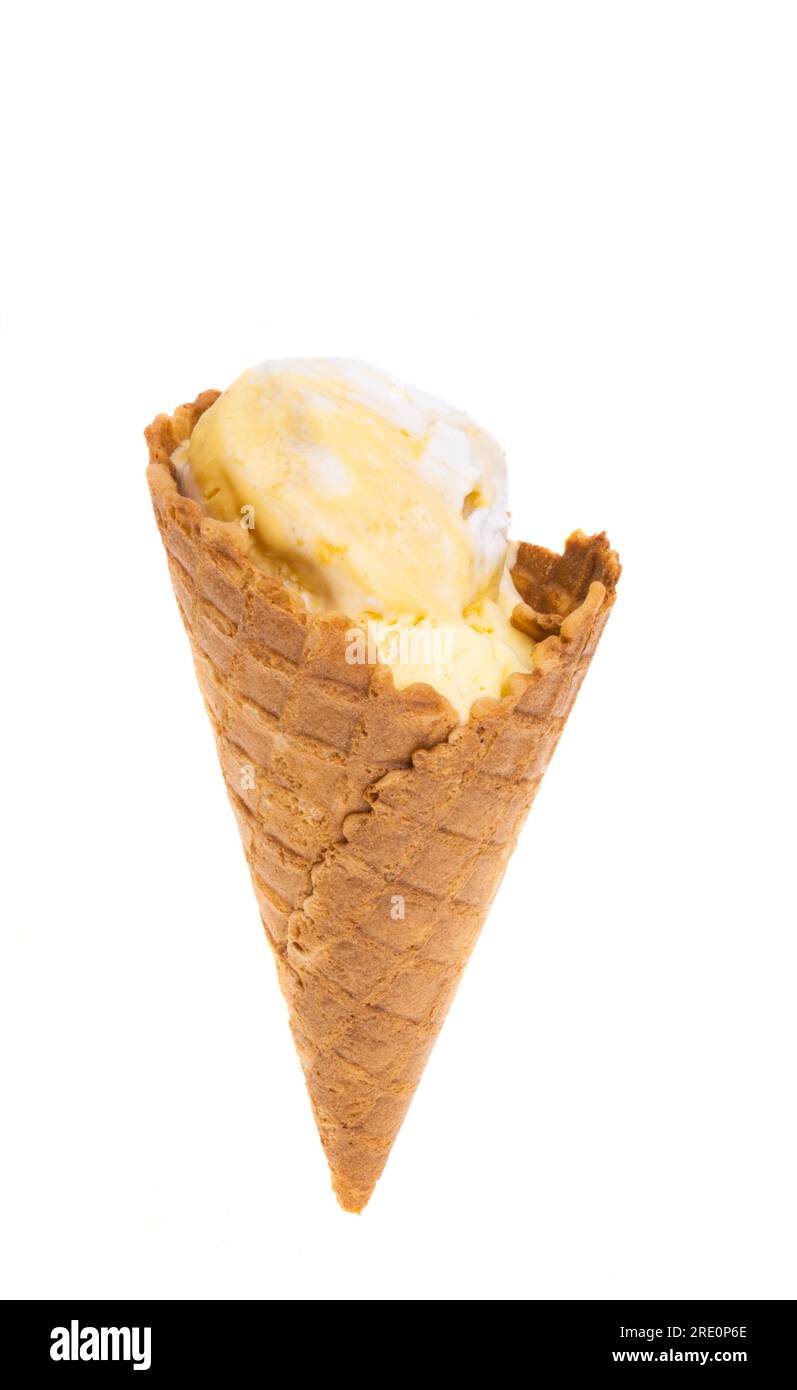 ice cream in waffle cone isolated on white background Stock Photo - Alamy
