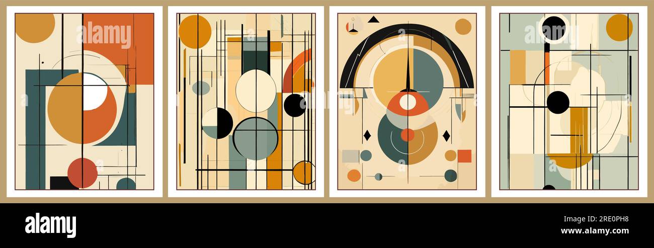 Set of Bauhaus retro posters vector wall art Stock Vector Image & Art ...