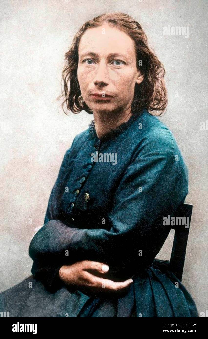 Louise Michel (1830-1905) anarchiste et militante socialiste francaise qui pris part a la Commune, en 1871 - Digitally colourized image Stock Photo