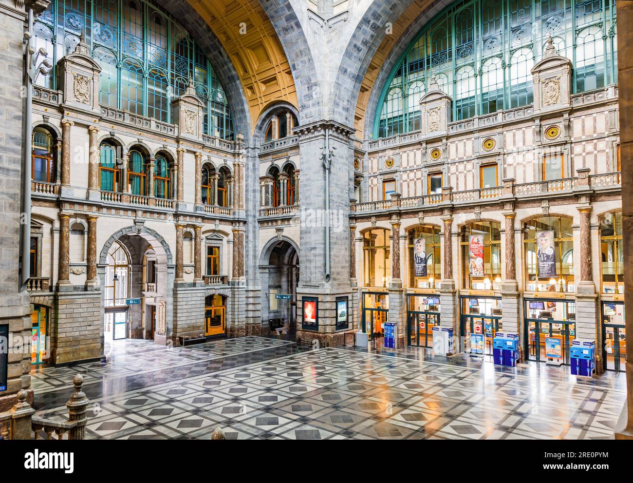 Antwerp, Belgium - June, 17, 2023: Antwerpen-Centraal railway station, is the main railway station in Antwerp, Belgium. It is considered one of the mo Stock Photo