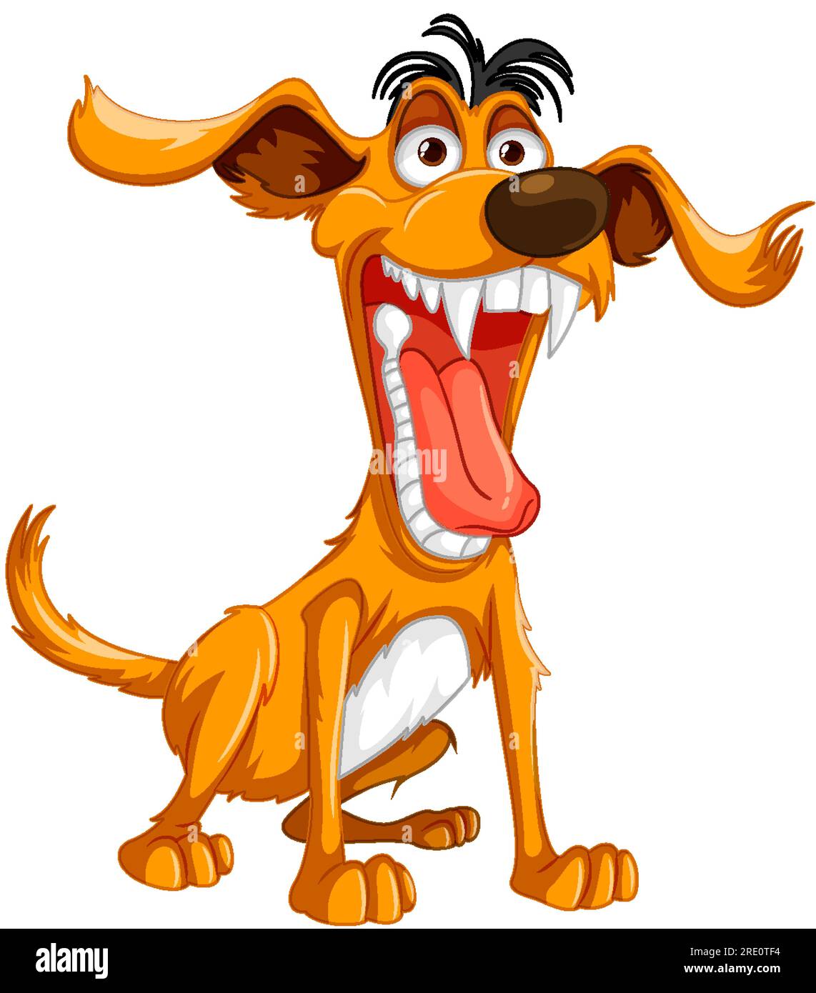 A vector cartoon illustration of a crazy dog with its mouth open