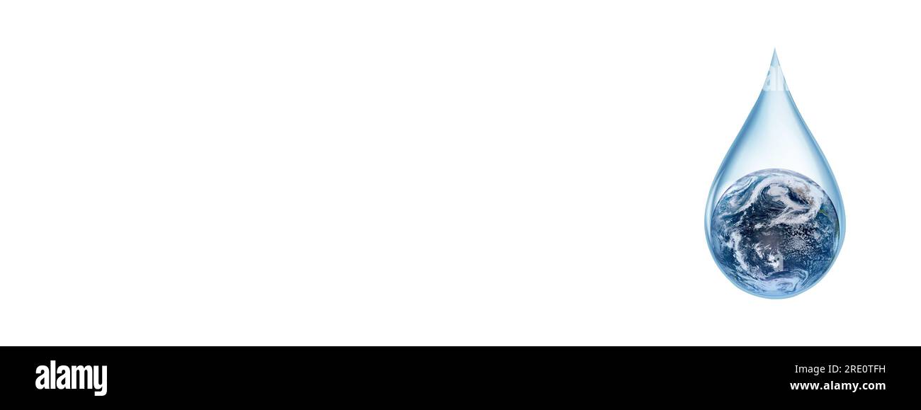 Lack of water concept on earth isolated on white background, header or banner design. World in a
