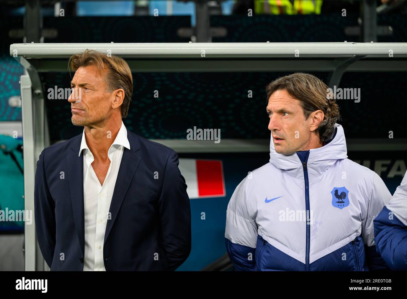 Sydney, Australia, August 2, 2023. French coach Hervé Renard looks on  during the FIFA Women's World Cup 2023 soccer match between Panama and  France at Sydney Football Stadium in Sydney, Wednesday, August