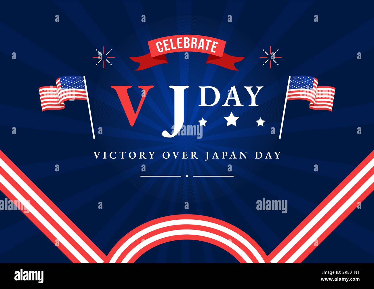 VJ Victory Over Japan Day Celebrate Vector Illustration with United