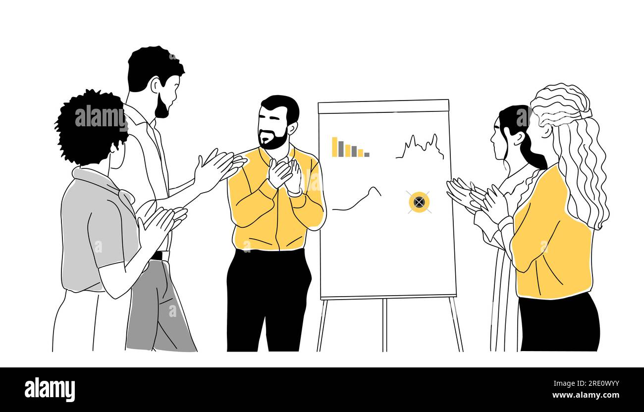 Business Men and women clapping hands vector. Stock Vector