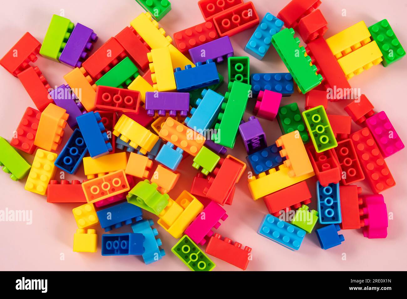 Colorful and isolated children plastic building blocks toy Stock Photo ...